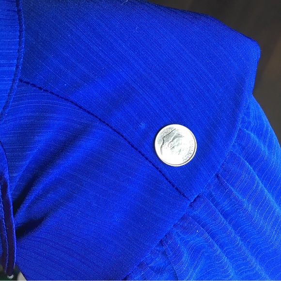 Heart Soul blue Keyhole Ruffle Front Bodycon Blouse Top Size XL - Picture 15 of 16